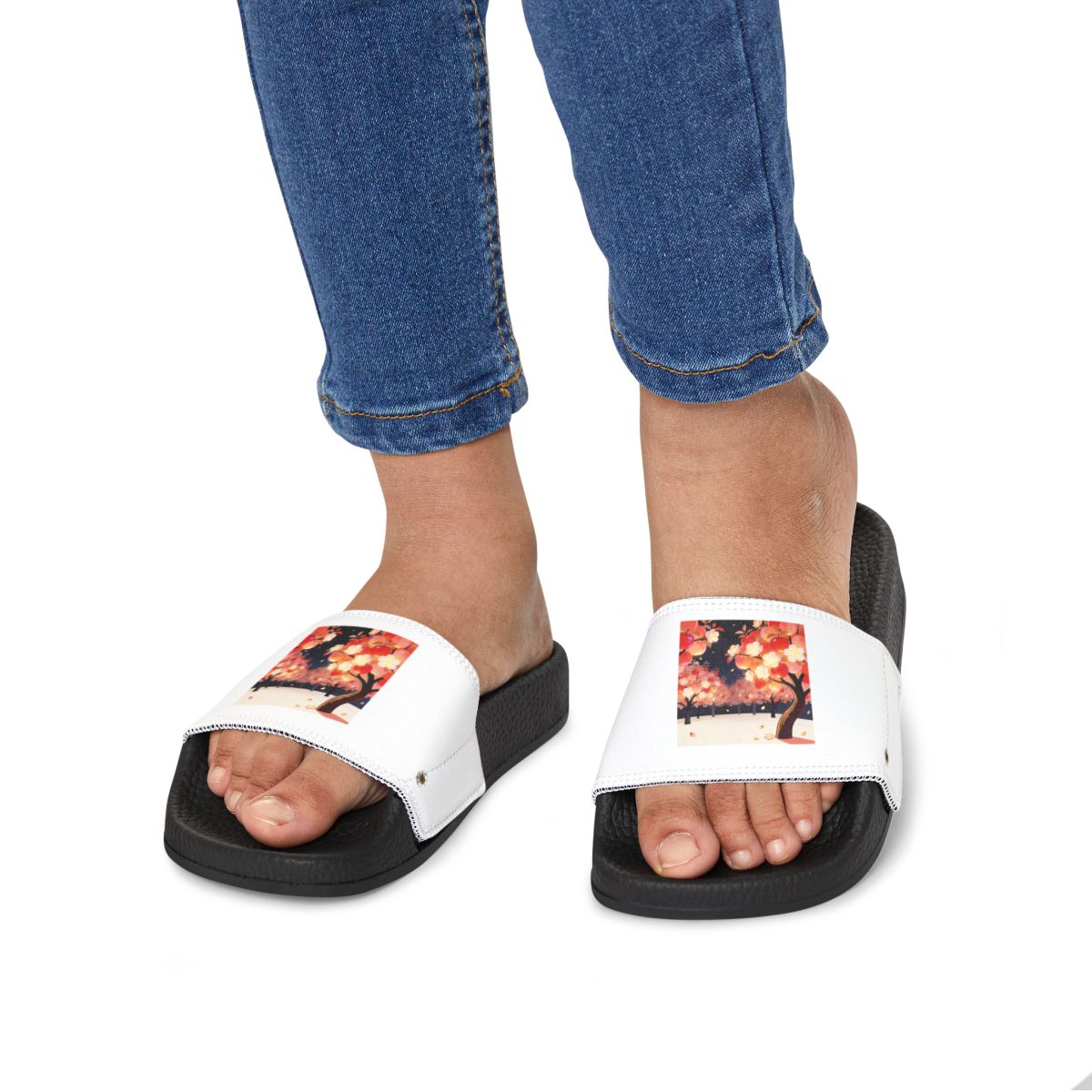 HD Emberblossom Orchard youth sandals shown worn