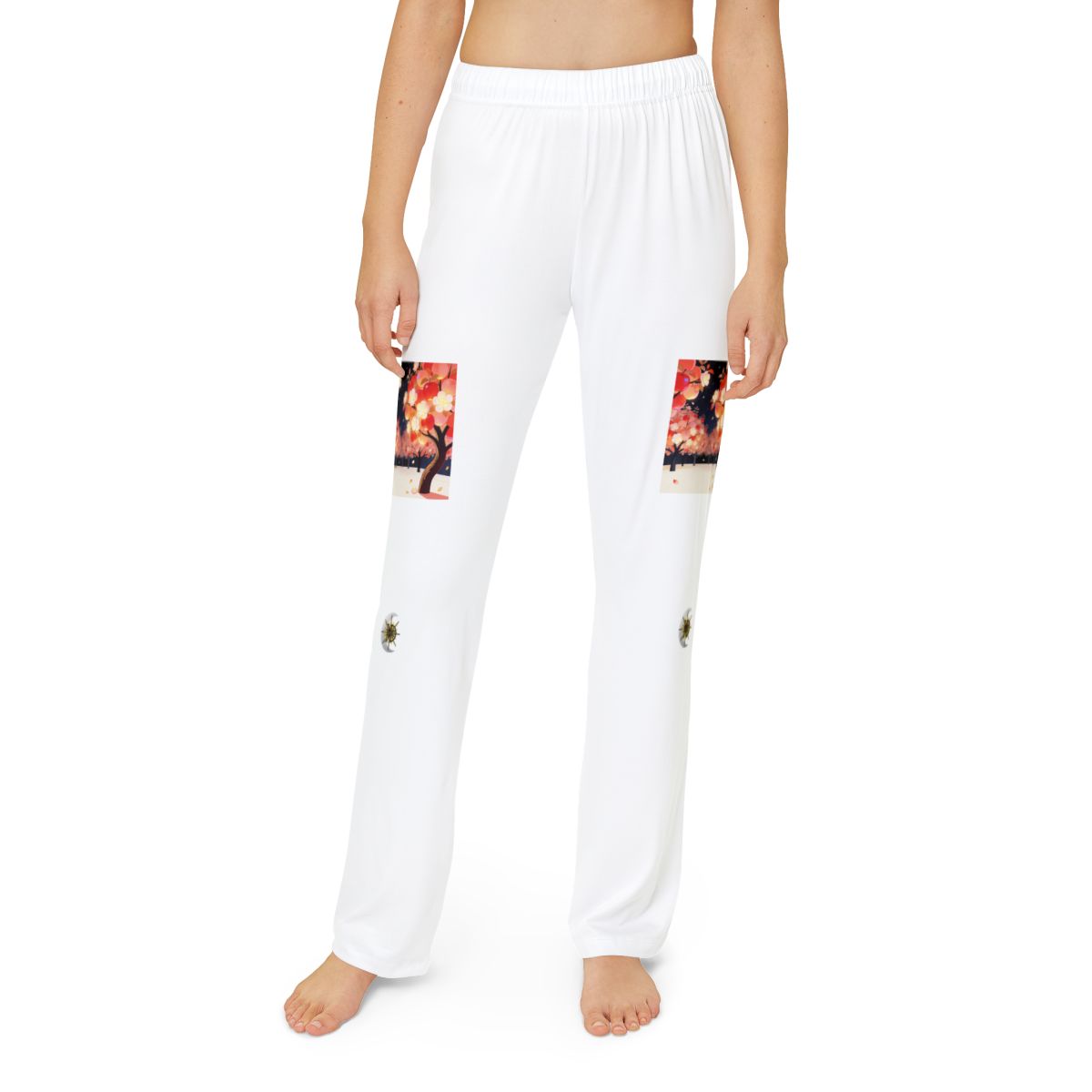 HD Emberblossom Orchard kids lounge pants shown worn from the front