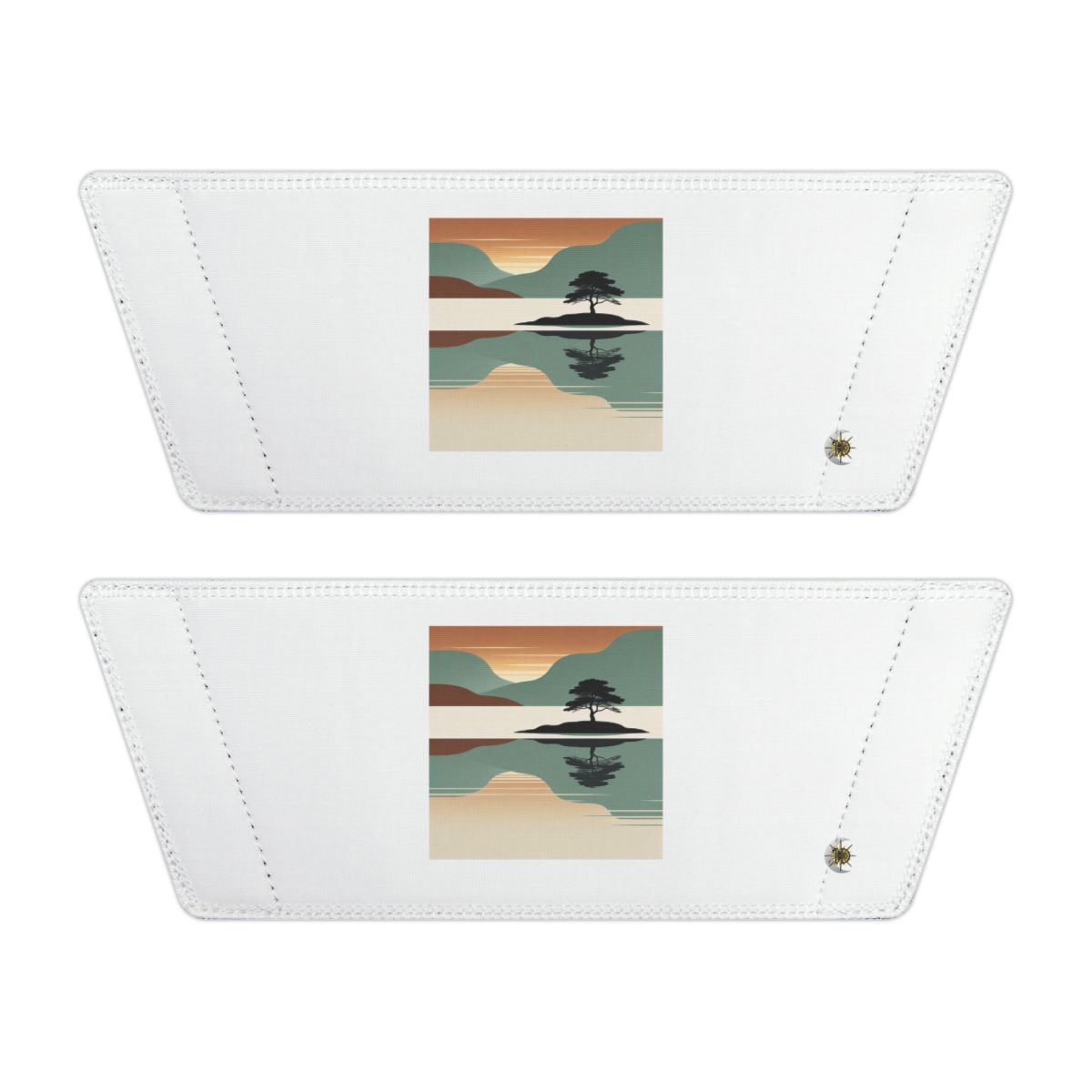 Front of both removable straps with HD Quiet Lake Reflection artwork and separate HD marks