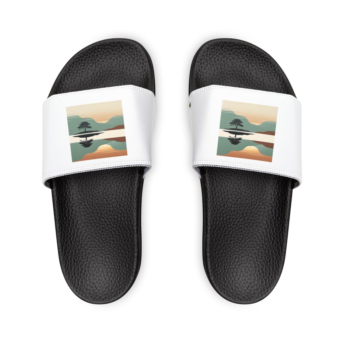 HD Quiet Lake Reflection Youth Removable-Strap Sandals