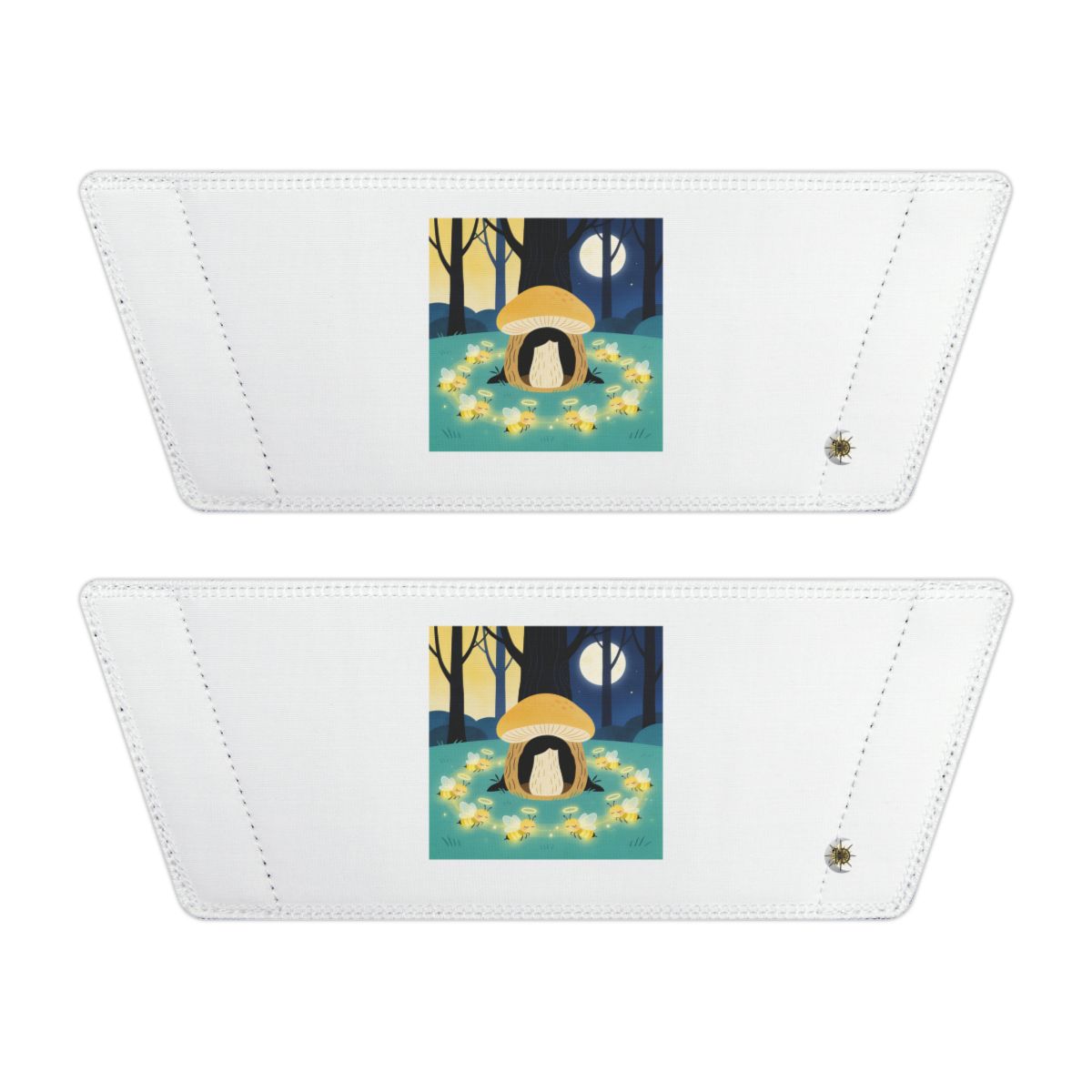 Front of both removable straps with HD Moonlit Honey Circle artwork and separate HD marks