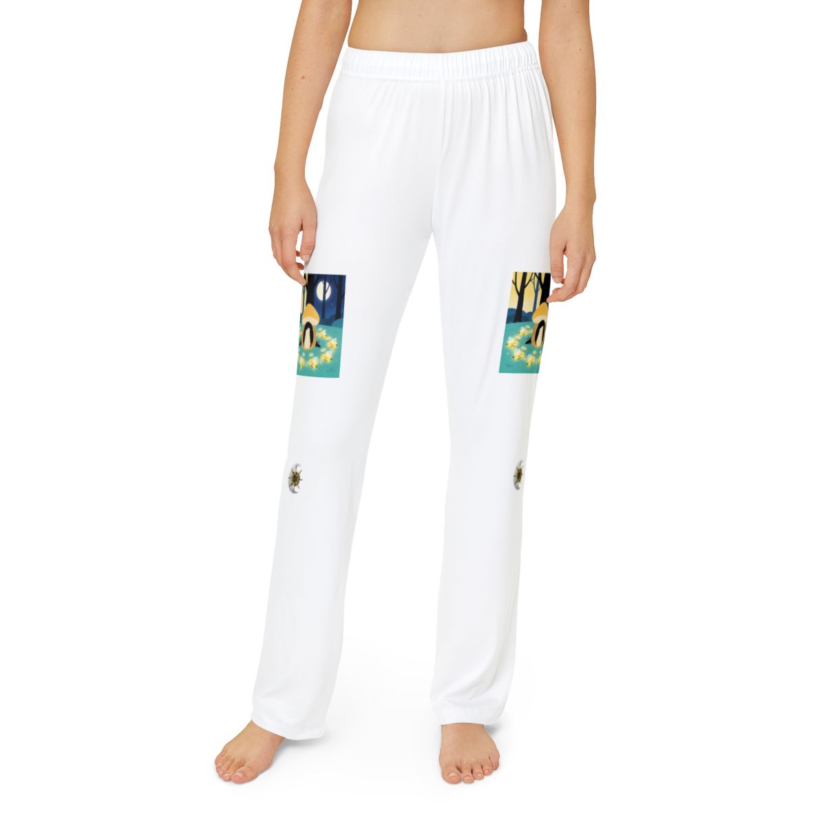 HD Moonlit Honey Circle kids lounge pants shown worn from the front