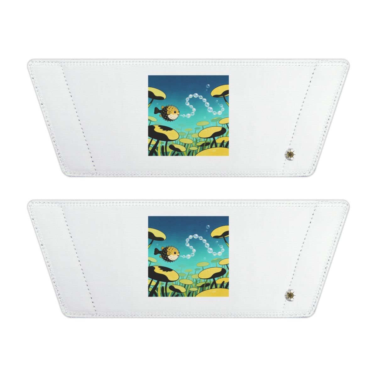 Front of both removable straps with HD Bubblefin Meadow artwork and separate HD marks
