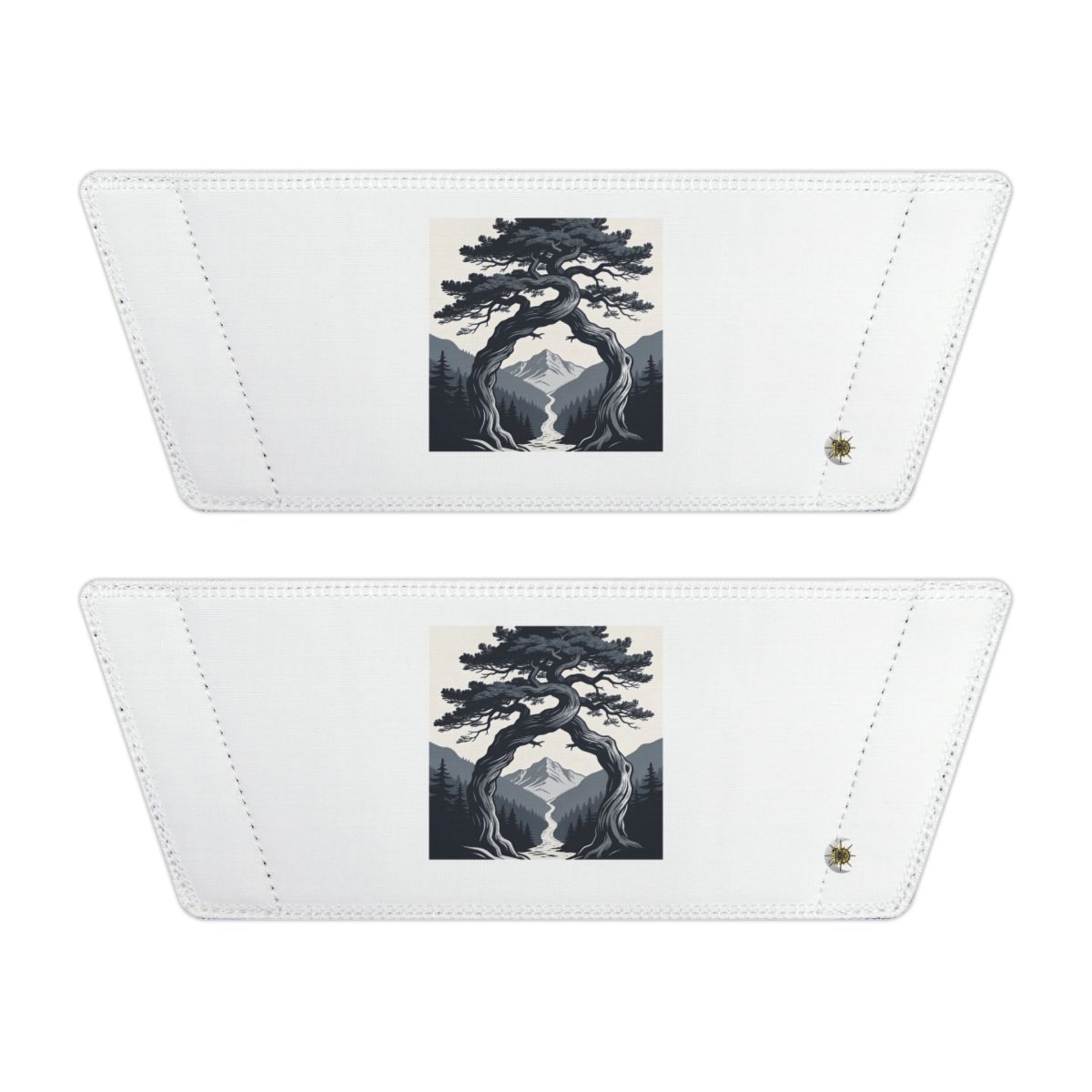 Front of both removable straps with HD Twilight Pine Arch artwork and separate HD marks