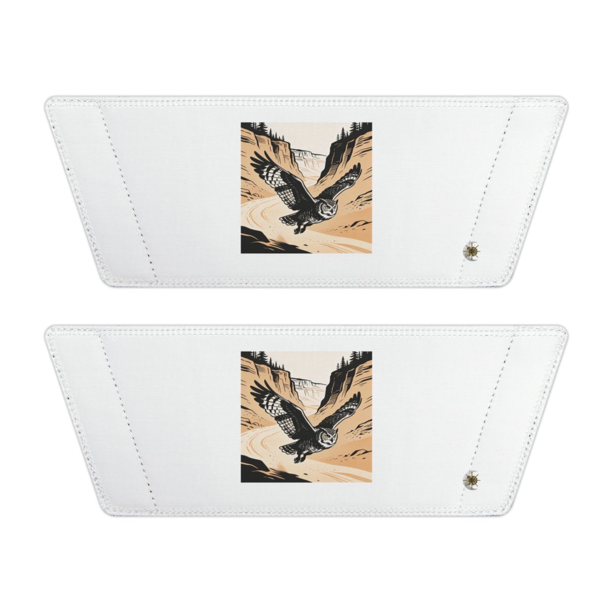Front of both removable straps with HD Canyon Owl artwork and separate HD marks