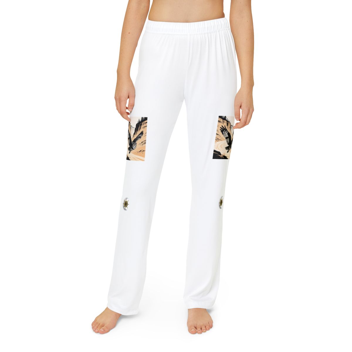 HD Canyon Owl kids lounge pants shown worn from the front