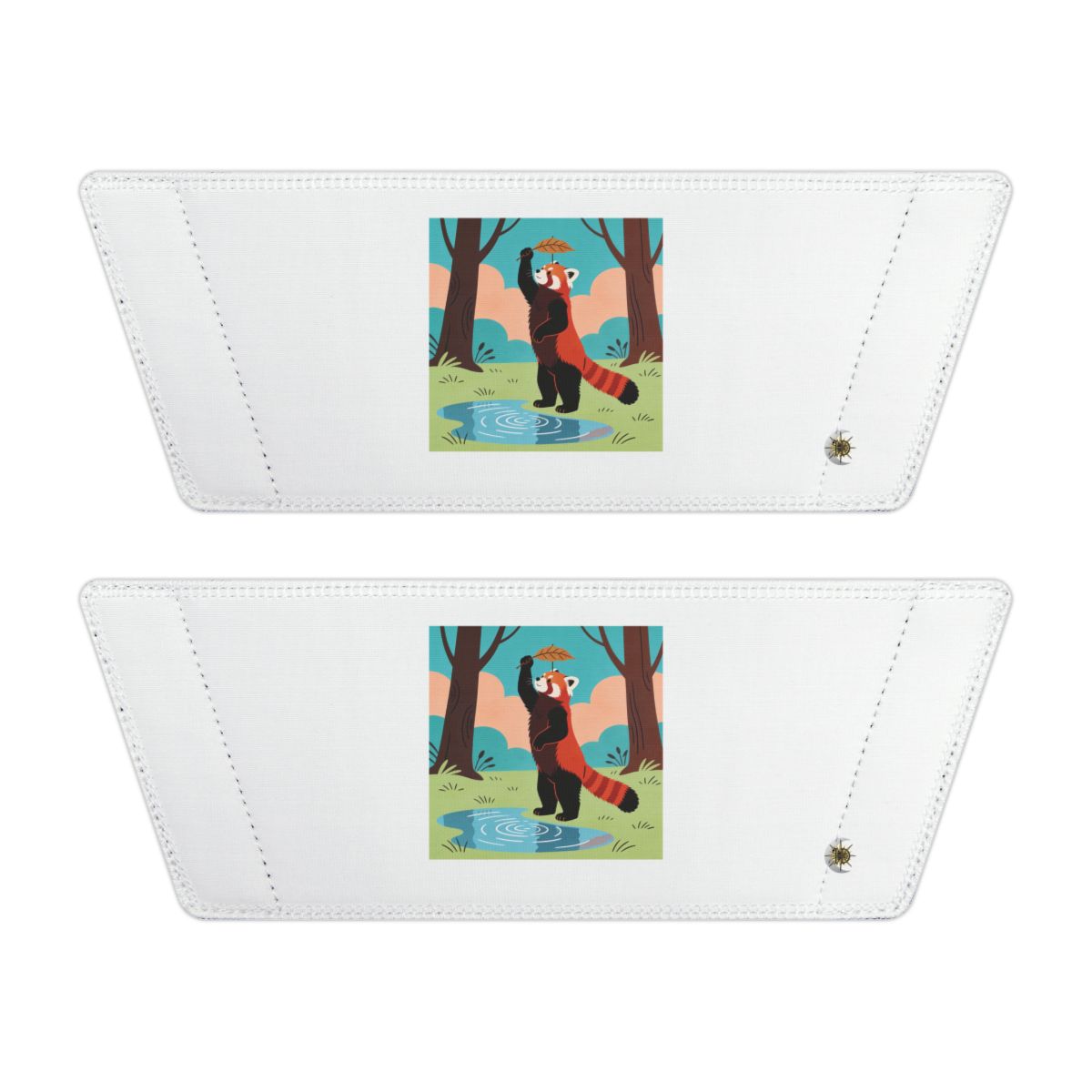 Front of both removable straps with HD Leafplay Red Panda artwork and separate HD marks
