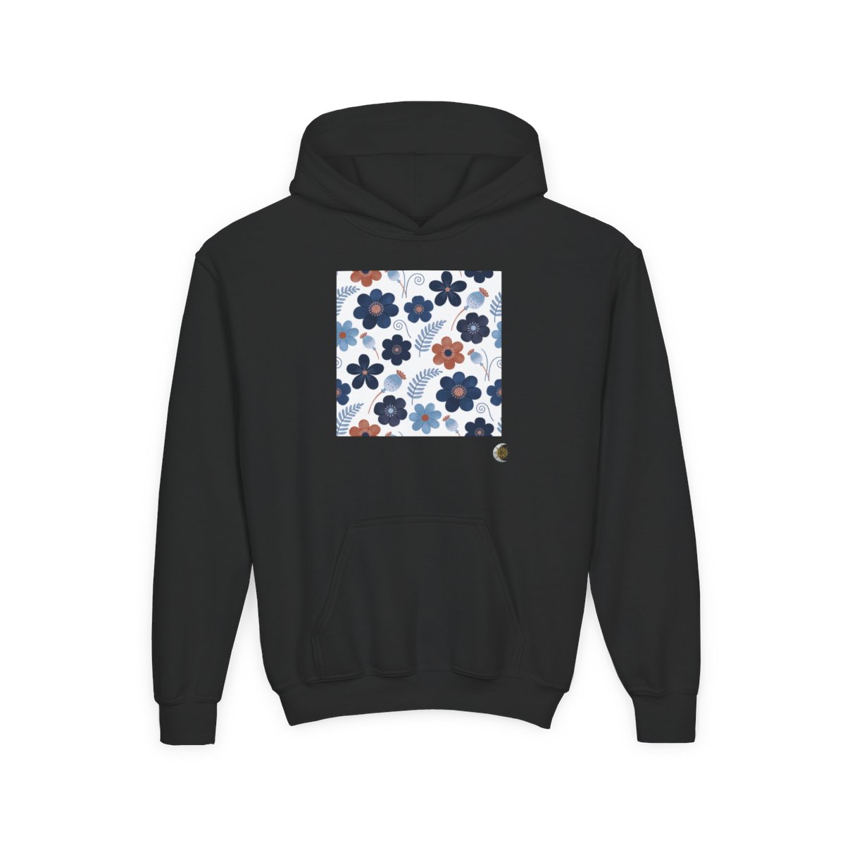 HD Midnight Meadow Florals Youth Heavy Blend Hooded Sweatshirt