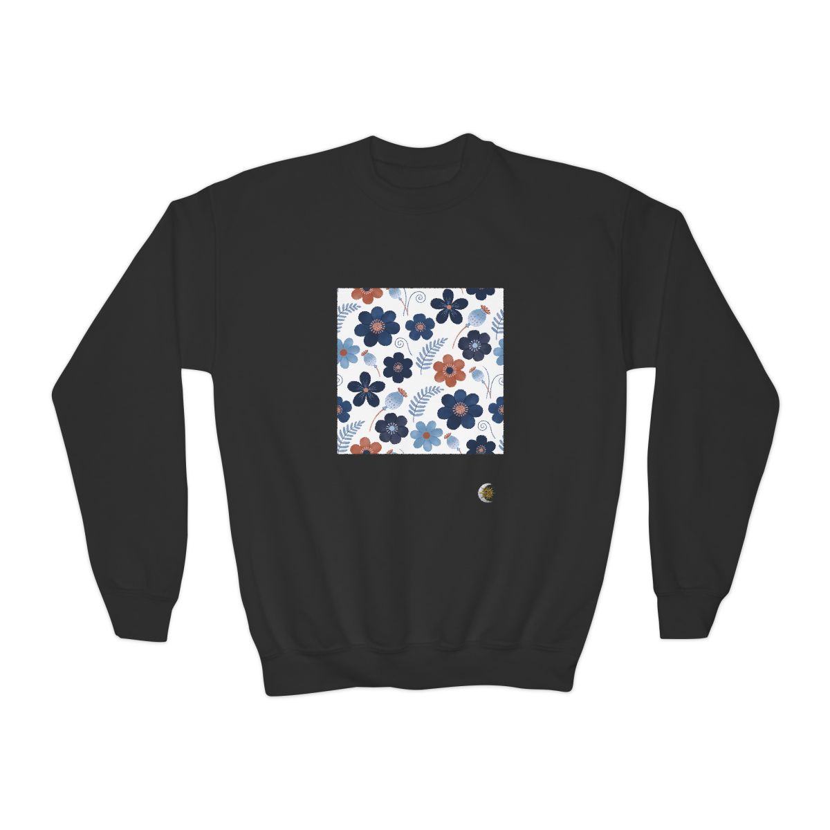 HD Midnight Meadow Florals Youth Crewneck Sweatshirt