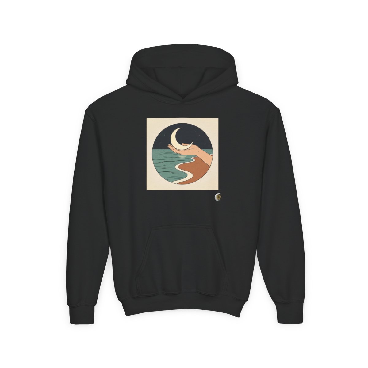 HD Moon in Hand Youth Heavy Blend Hooded Sweatshirt