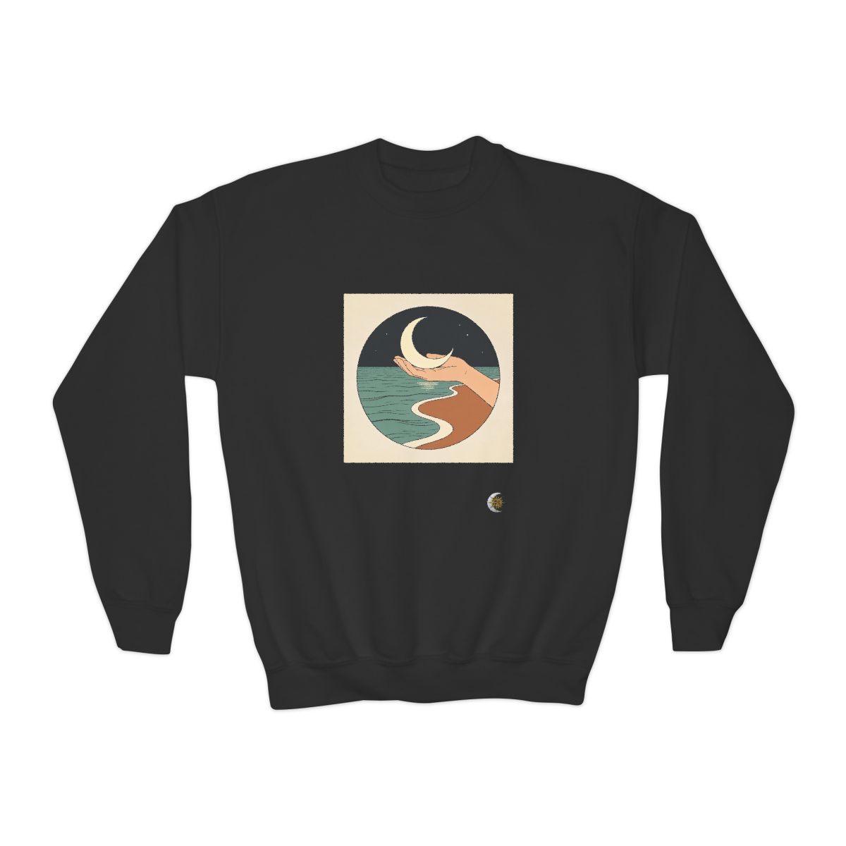 HD Moon in Hand Youth Crewneck Sweatshirt