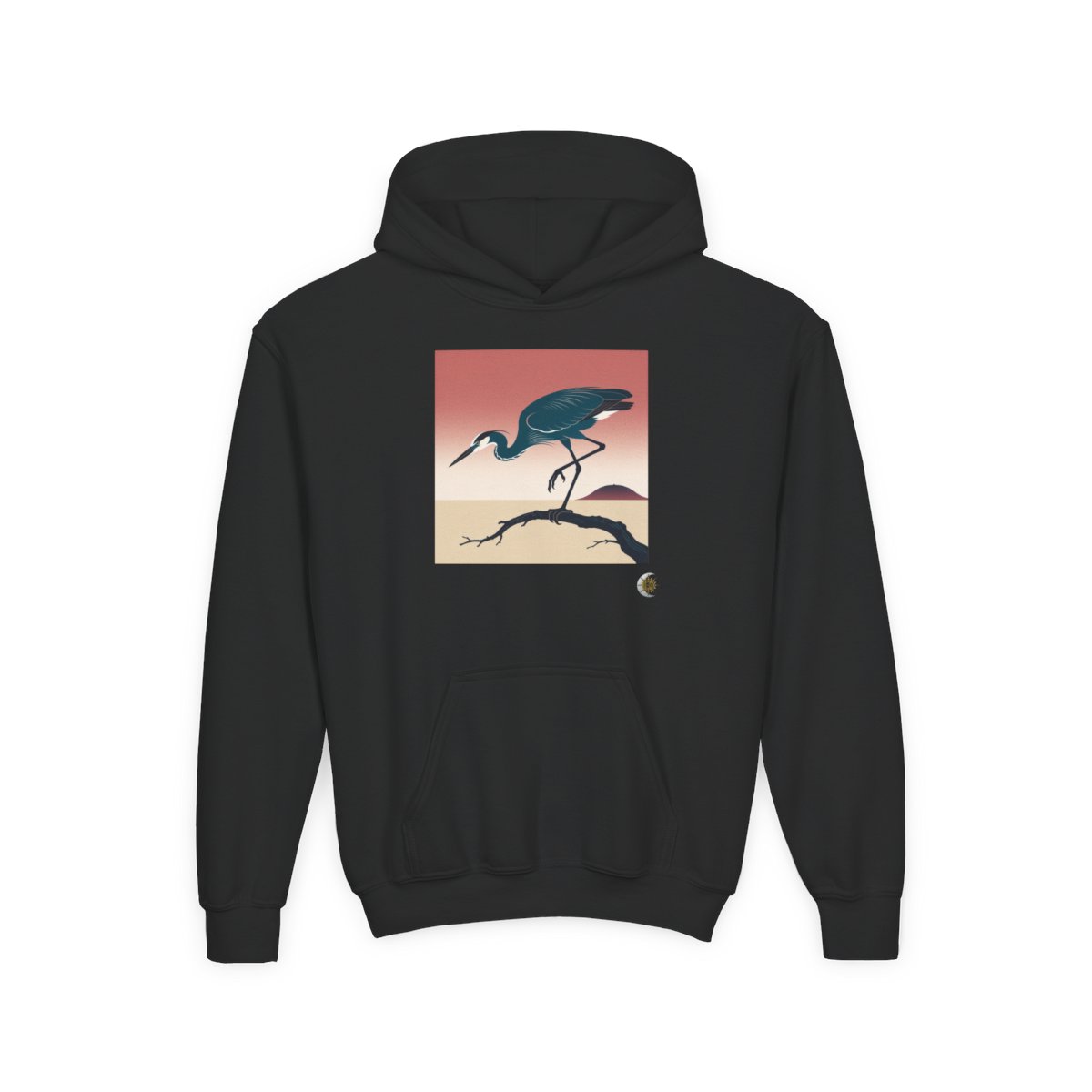 HD Coral Heron Youth Heavy Blend Hooded Sweatshirt