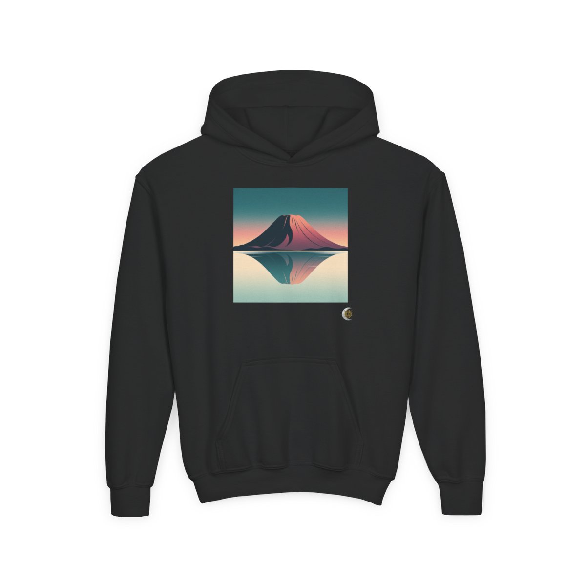 HD Rose Mountain Reflection Youth Heavy Blend Hooded Sweatshirt