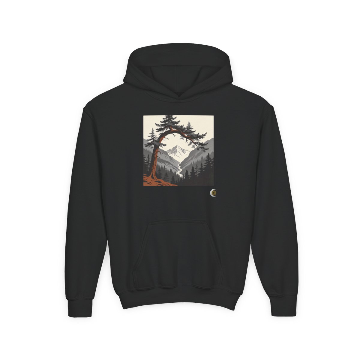 HD Alpine Pine Arch Youth Heavy Blend Hooded Sweatshirt