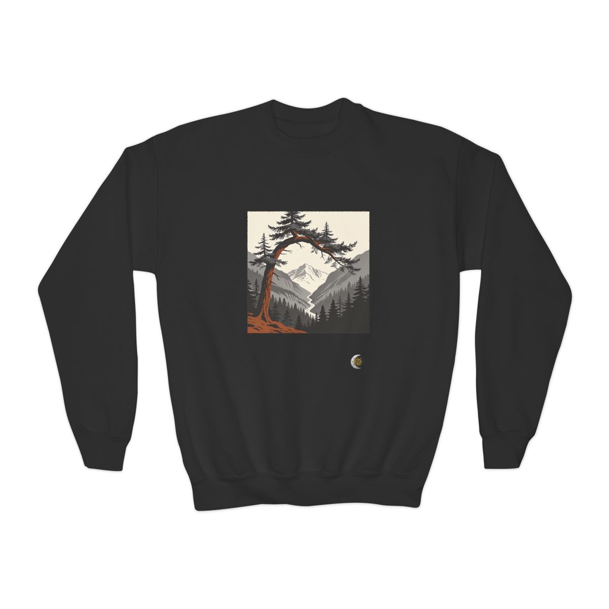 HD Alpine Pine Arch Youth Crewneck Sweatshirt