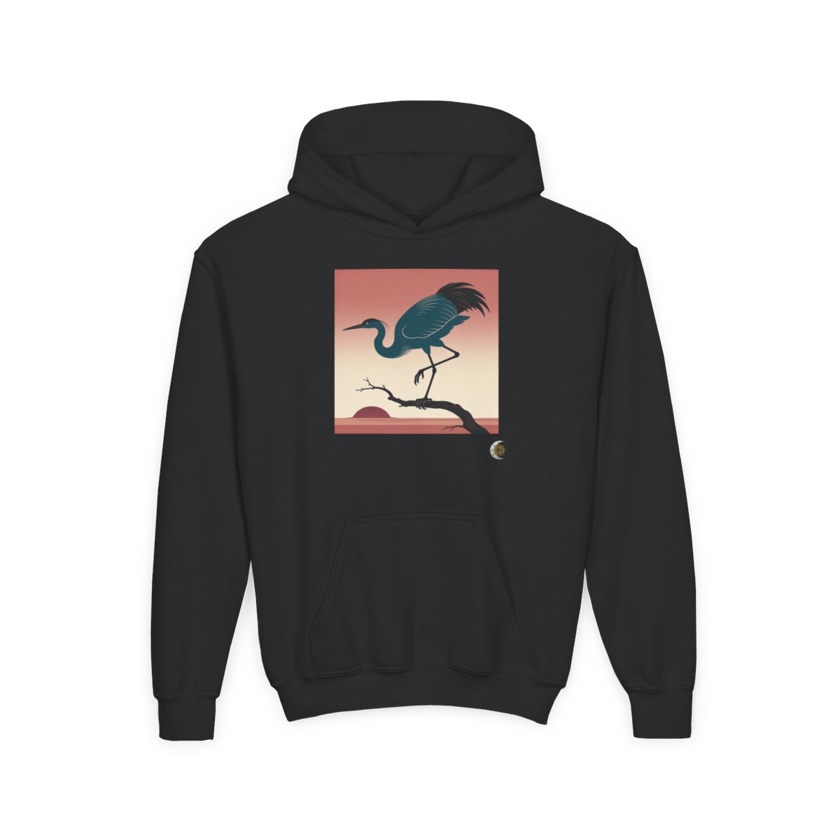 HD Twilight Heron Youth Heavy Blend Hooded Sweatshirt