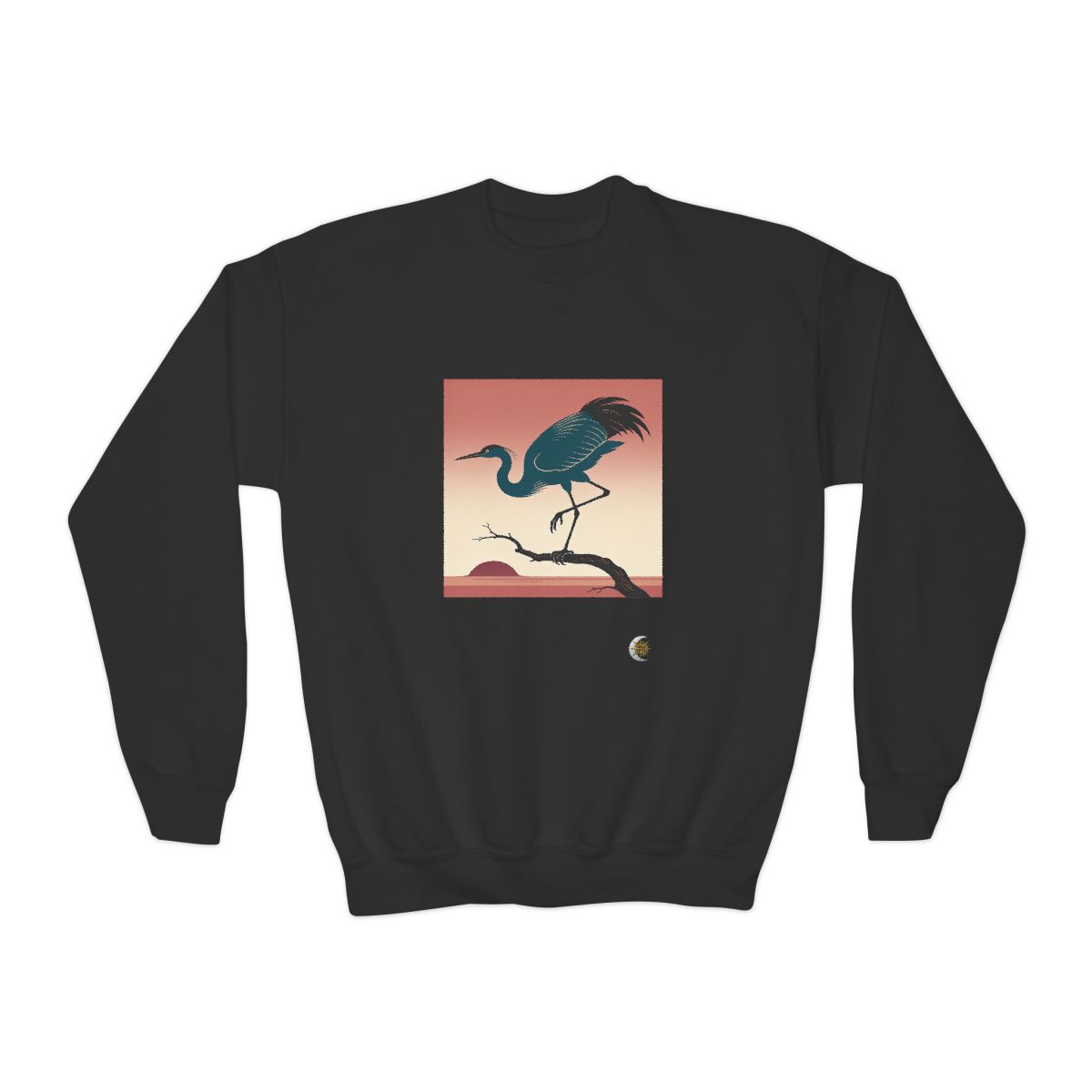 HD Twilight Heron Youth Crewneck Sweatshirt