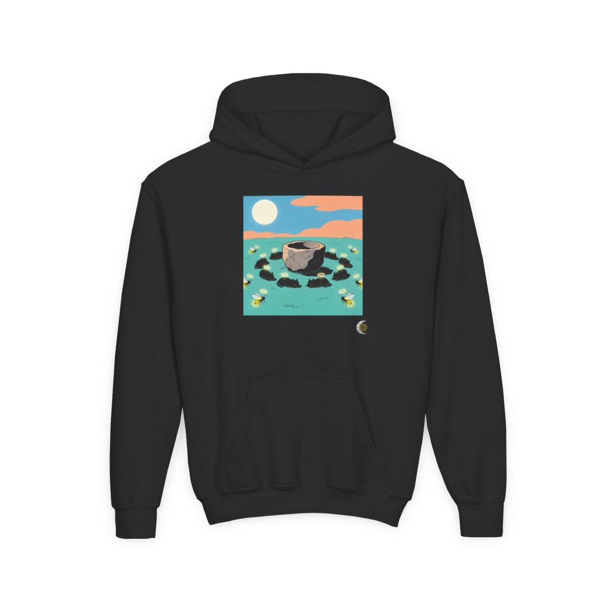 HD Moonhalo Cat Circle Youth Heavy Blend Hooded Sweatshirt