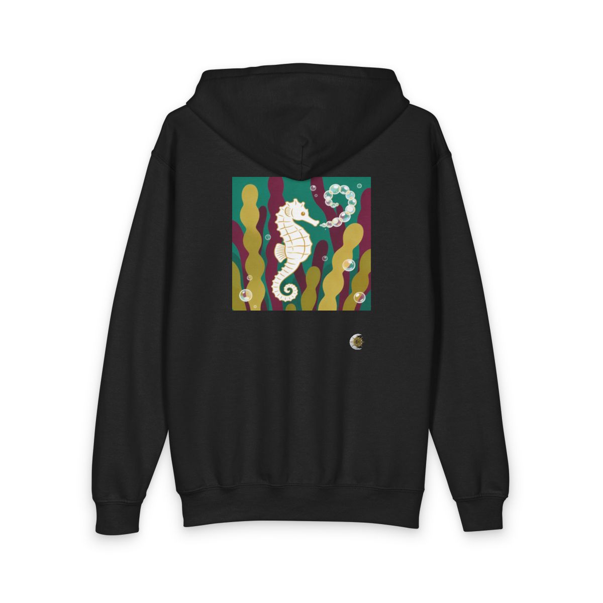 HD Seahorse Bubble Trail Original Art 220 Youth Heavy Blend Zipped Hoodie