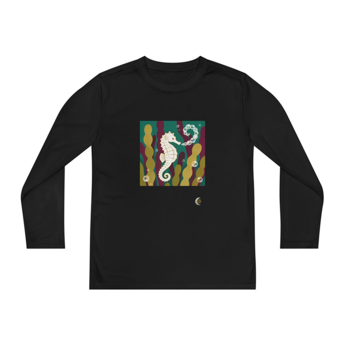 HD Seahorse Bubble Trail Original Art 220 Youth Long Sleeve Competitor Tee