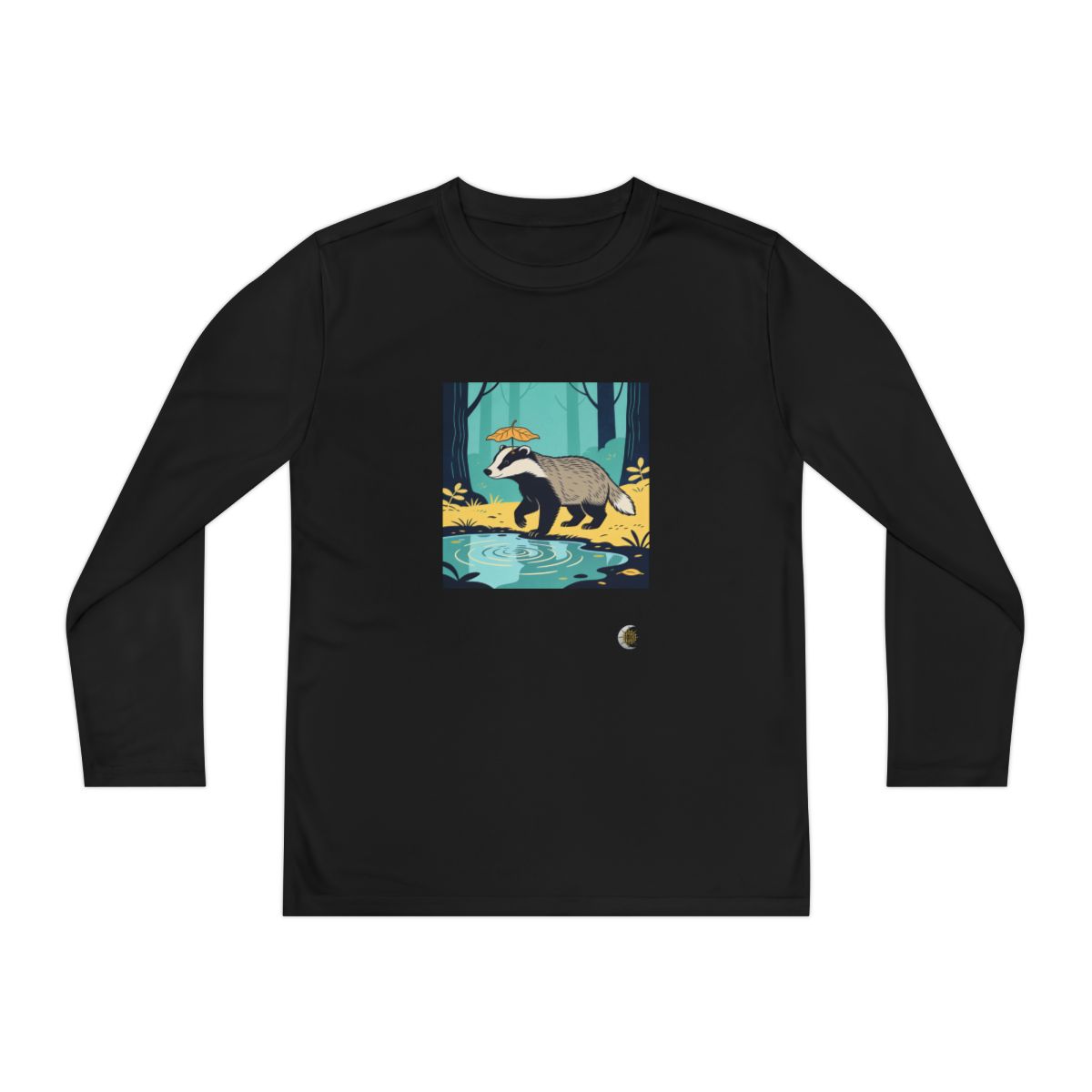 HD Rainy Day Badger Original Art 234 Youth Long Sleeve Competitor Tee
