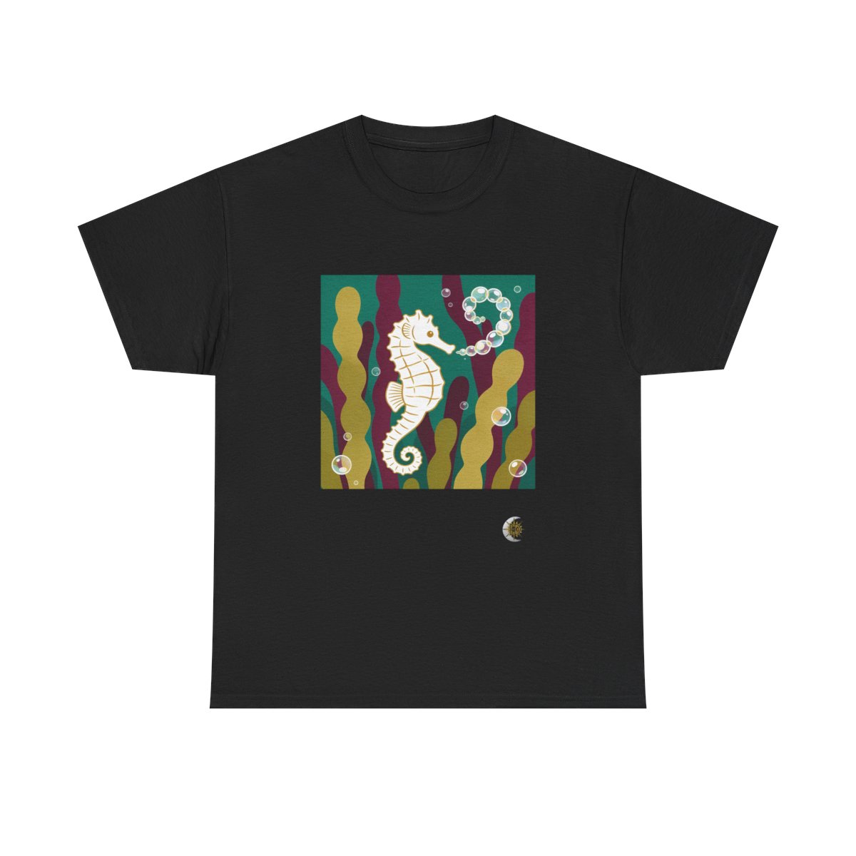 HD Seahorse Bubble Trail Original Art 220 Unisex Heavy Cotton Tee