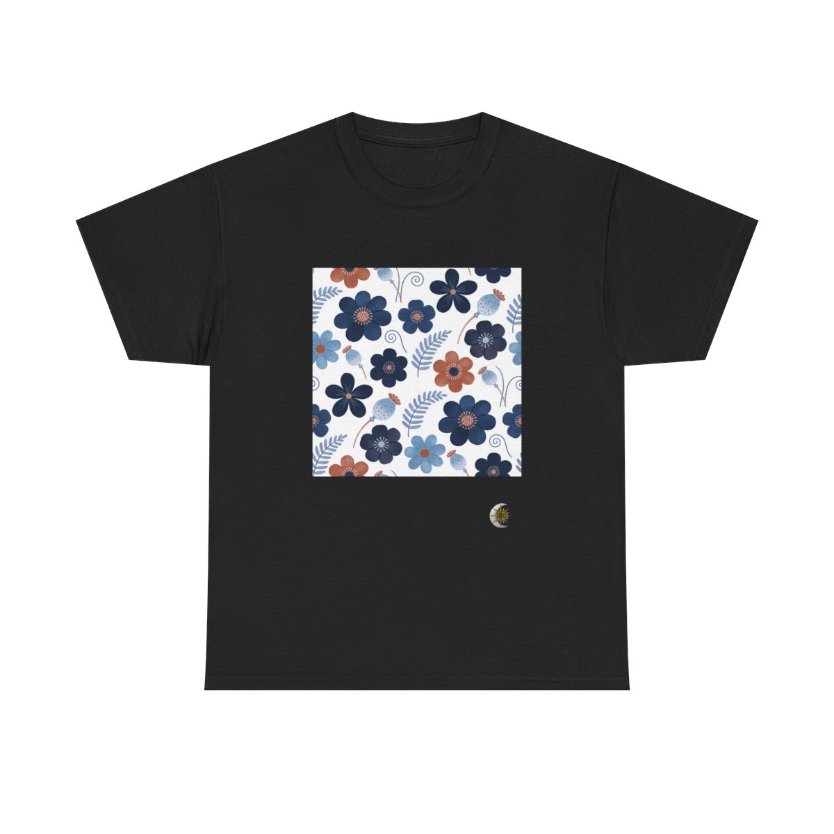 HD Midnight Meadow Florals Original Art 58 Unisex Heavy Cotton Tee