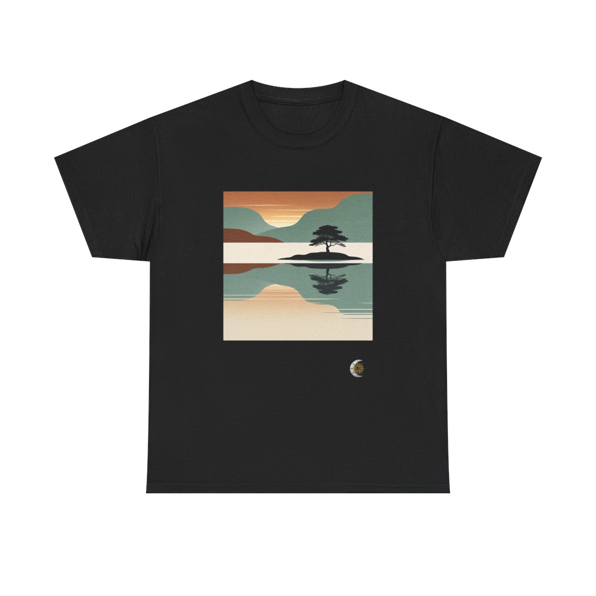 HD Quiet Lake Reflection Original Art 128 Unisex Heavy Cotton Tee