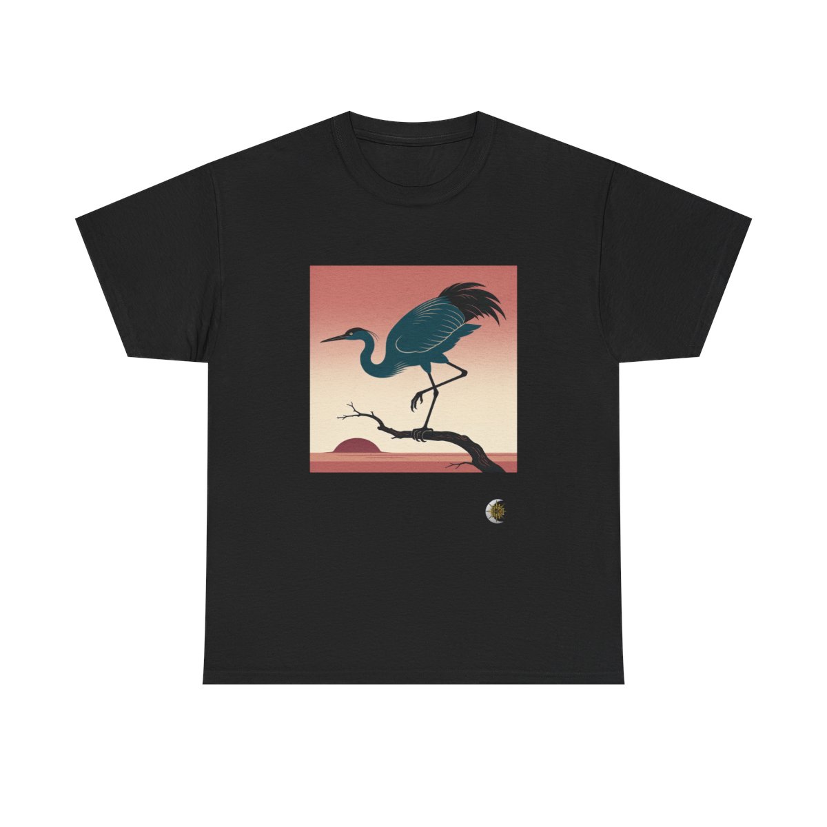 HD Twilight Heron Original Art 305 Unisex Heavy Cotton Tee