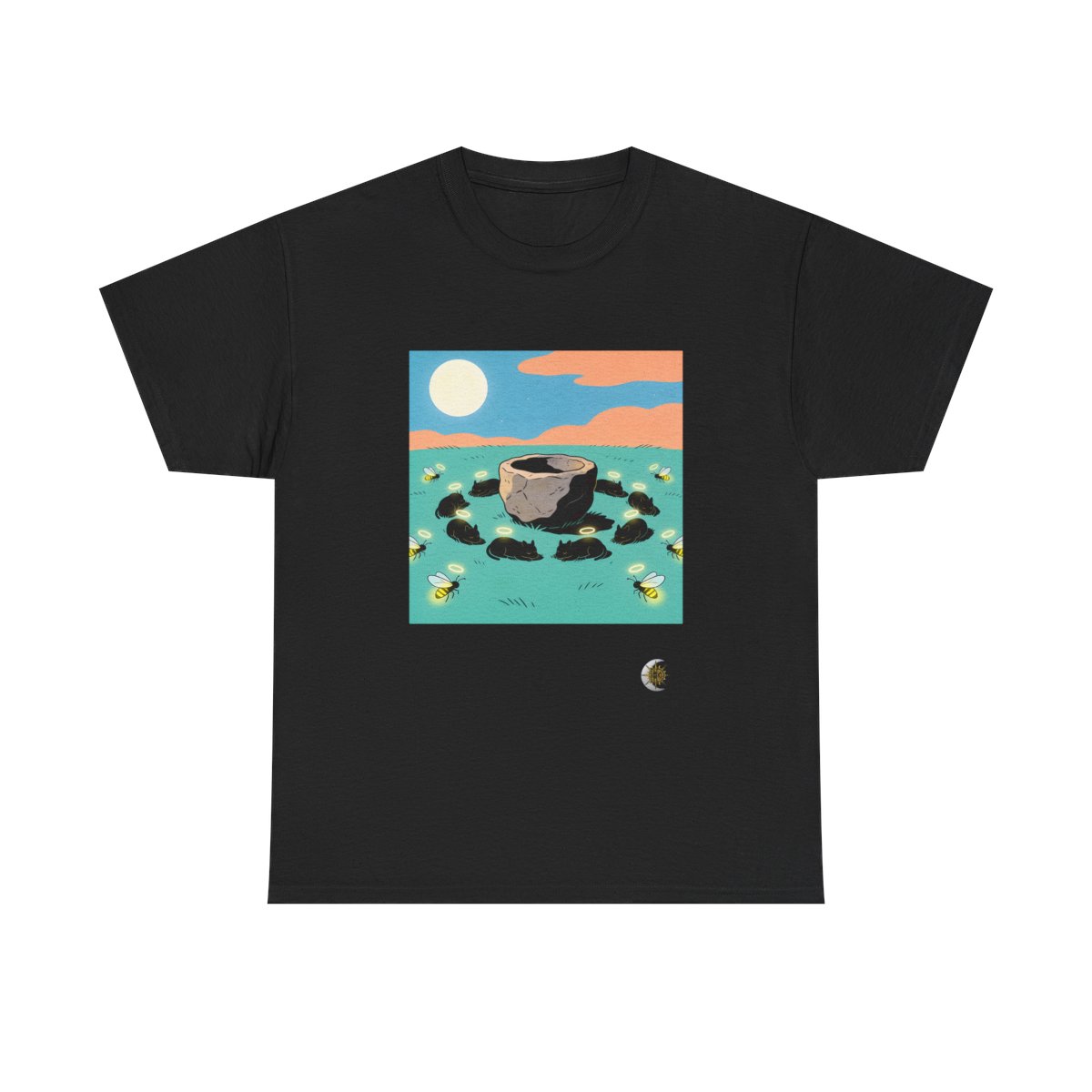 HD Moonhalo Cat Circle Original Art 309 Unisex Heavy Cotton Tee
