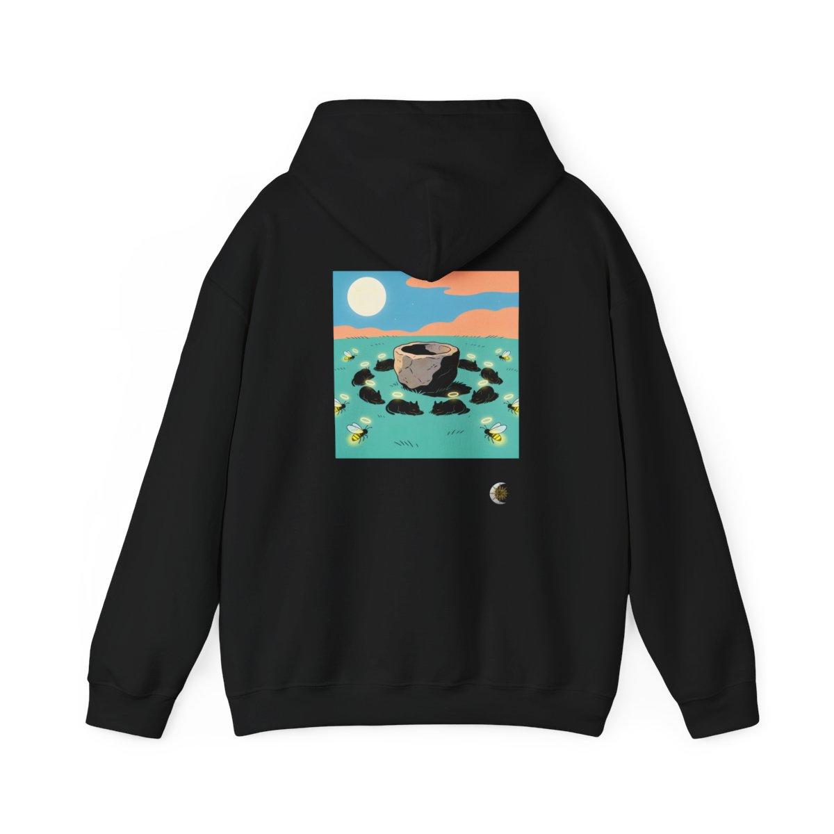 HD Moonhalo Cat Circle Original Art 309 Unisex Heavy Blend Hooded Sweatshirt