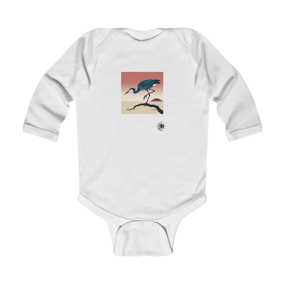 HD Coral Heron Infant Long Sleeve Bodysuit