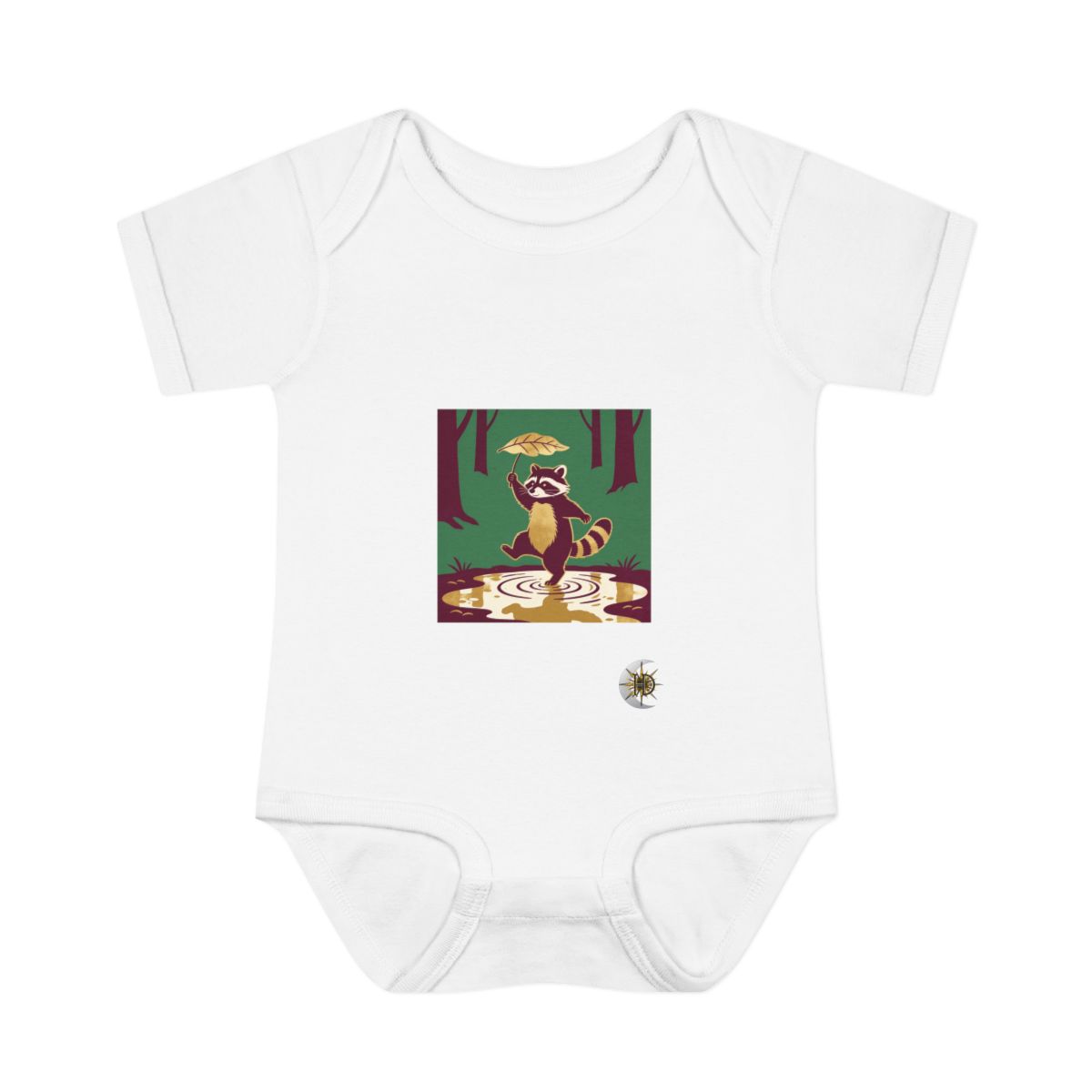 HD Leafstep Raccoon Infant Baby Rib Bodysuit