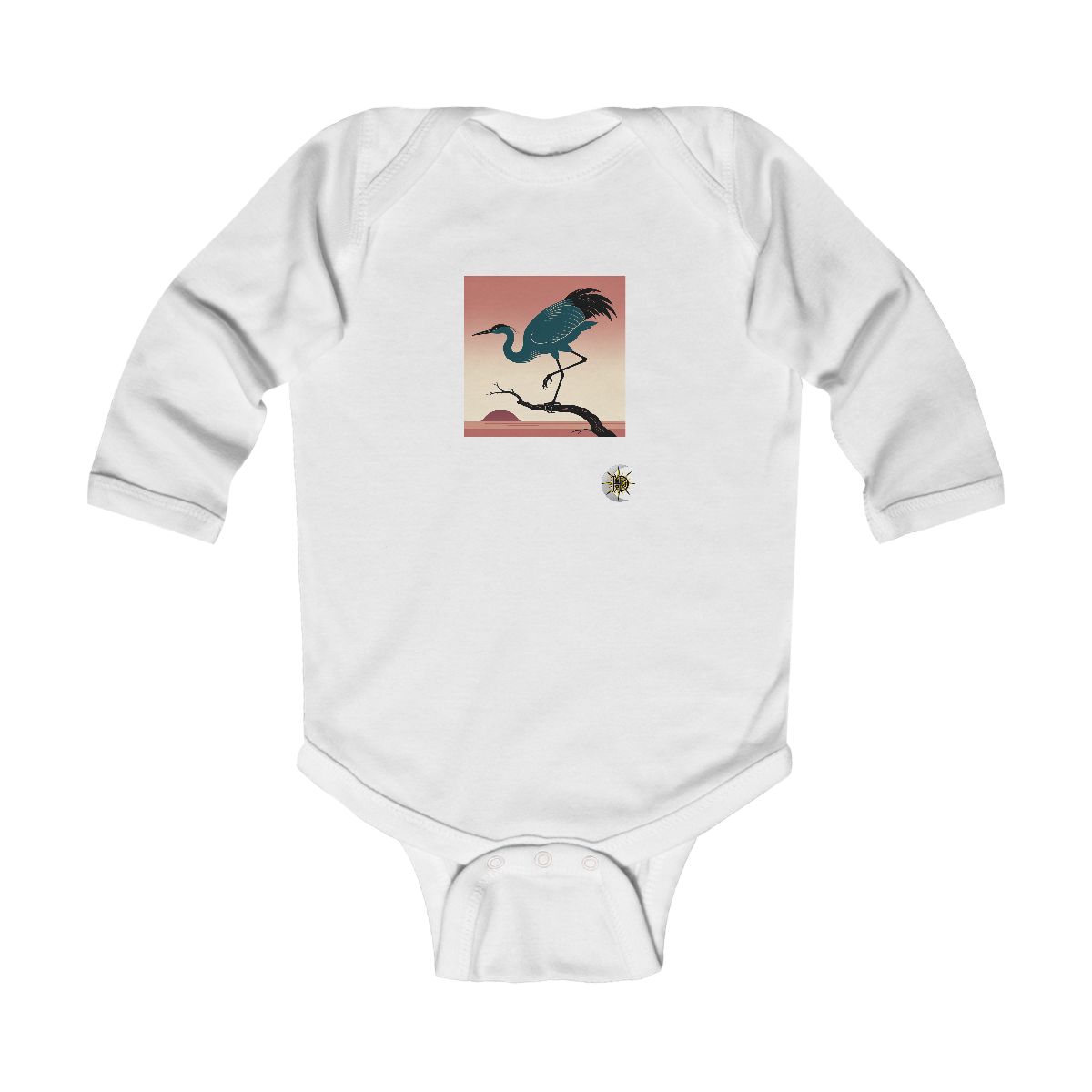 HD Twilight Heron Infant Long Sleeve Bodysuit