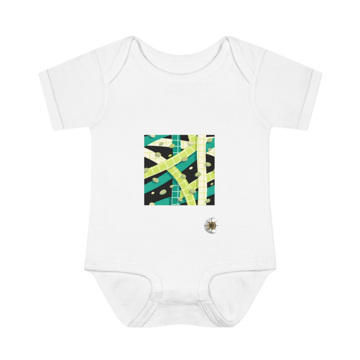 HD Teal Grid Infant Baby Rib Bodysuit
