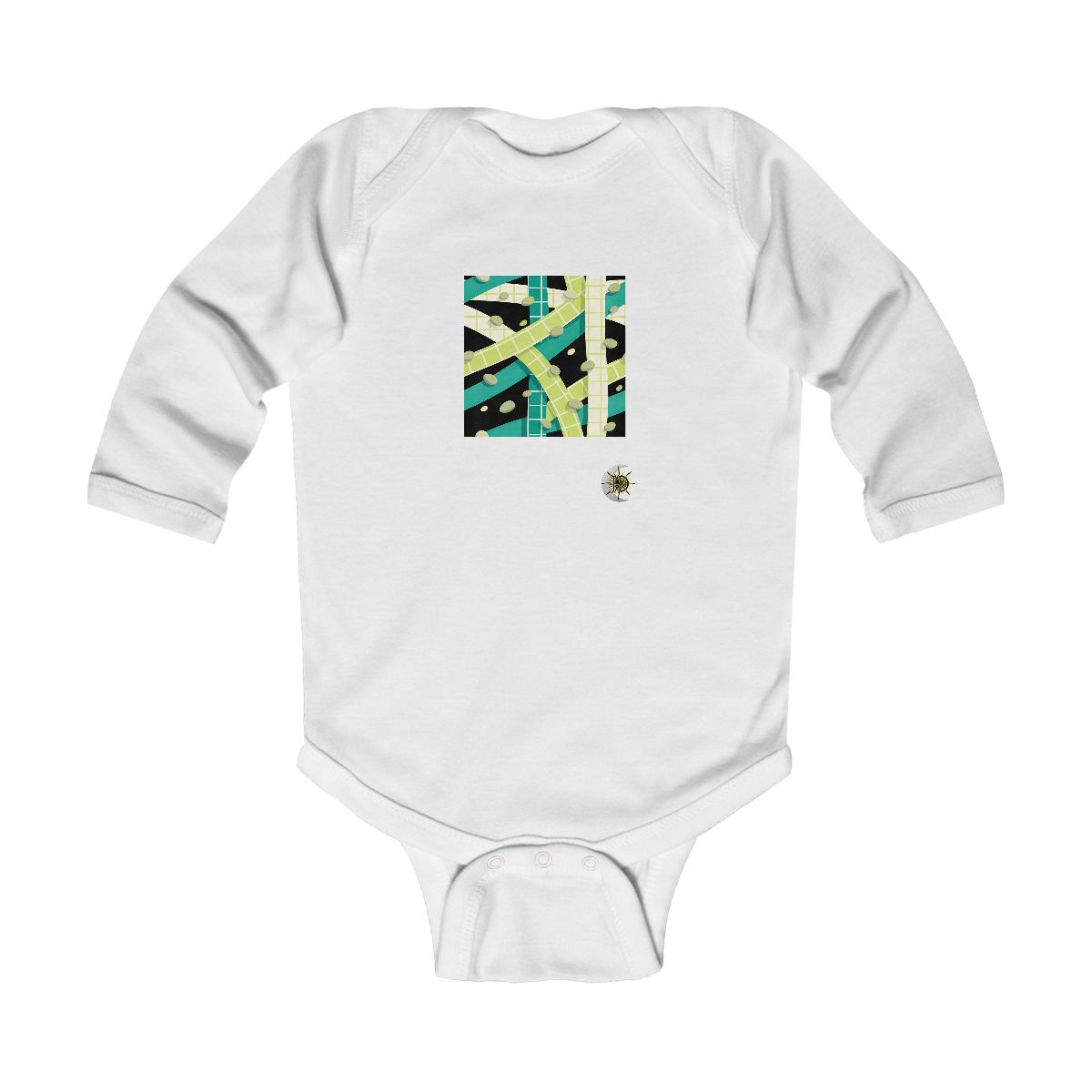 HD Teal Grid Infant Long Sleeve Bodysuit
