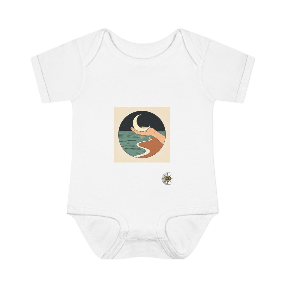 HD Moon in Hand Infant Baby Rib Bodysuit