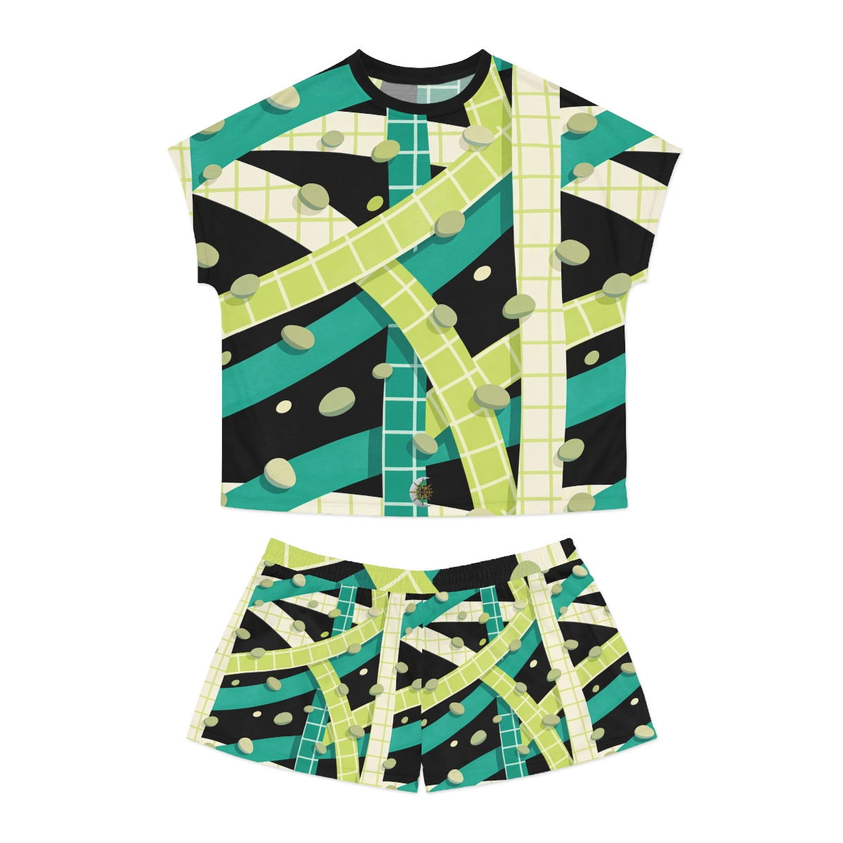HD Teal Grid Women's Short Pajama Set