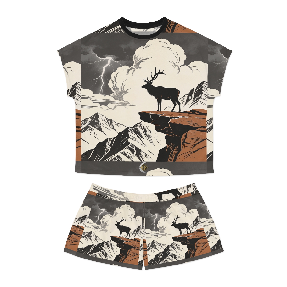 HD Ridge Elk Women's Short Pajama Set