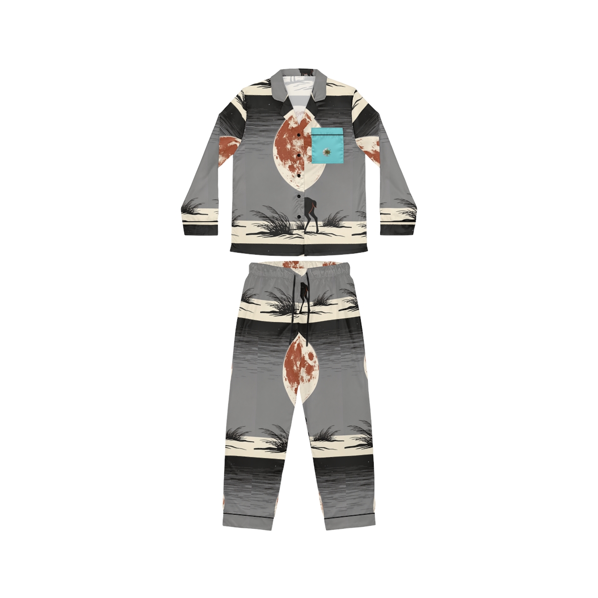 HD Copper Moon Stag Women's Satin Pajama Set