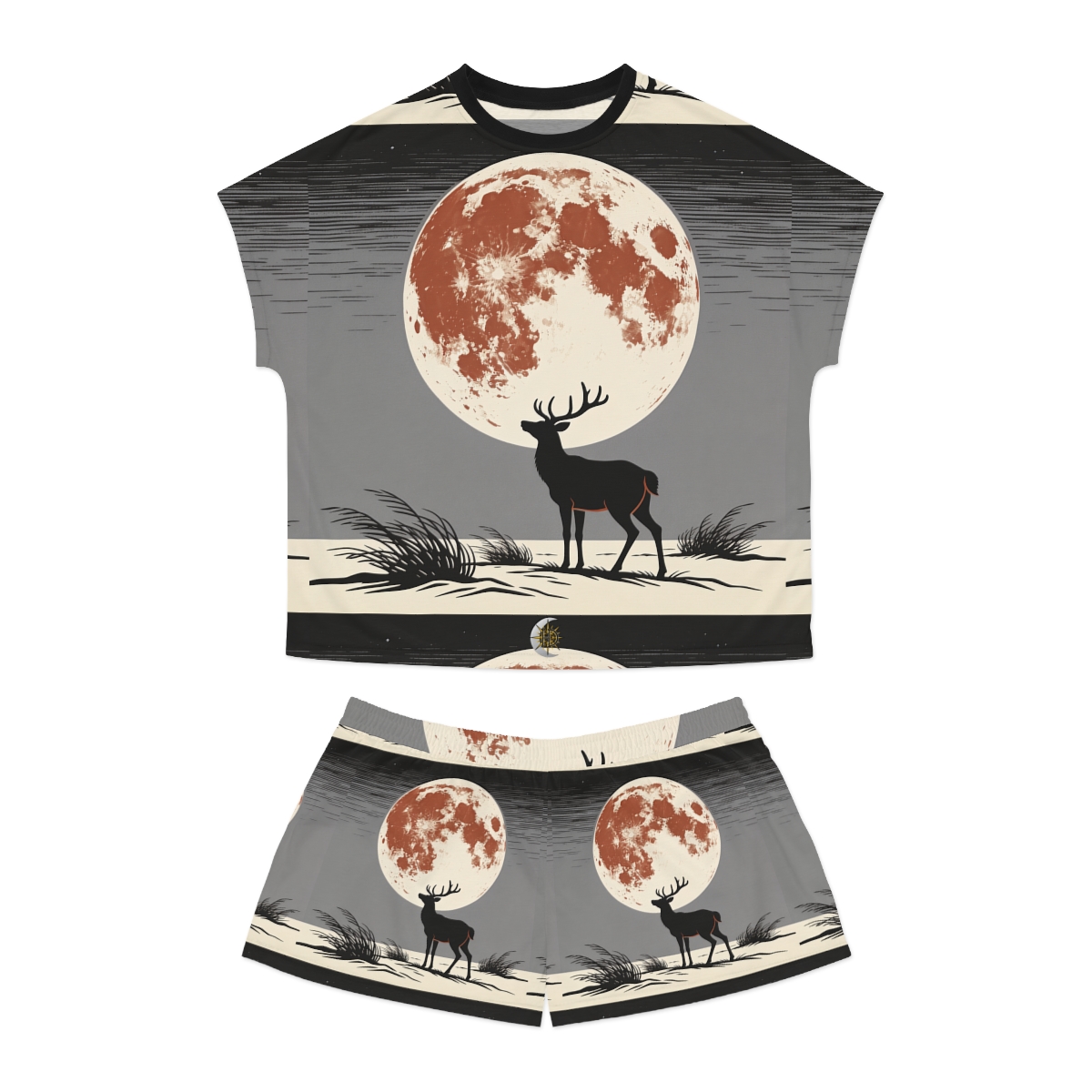 HD Copper Moon Stag Women's Short Pajama Set