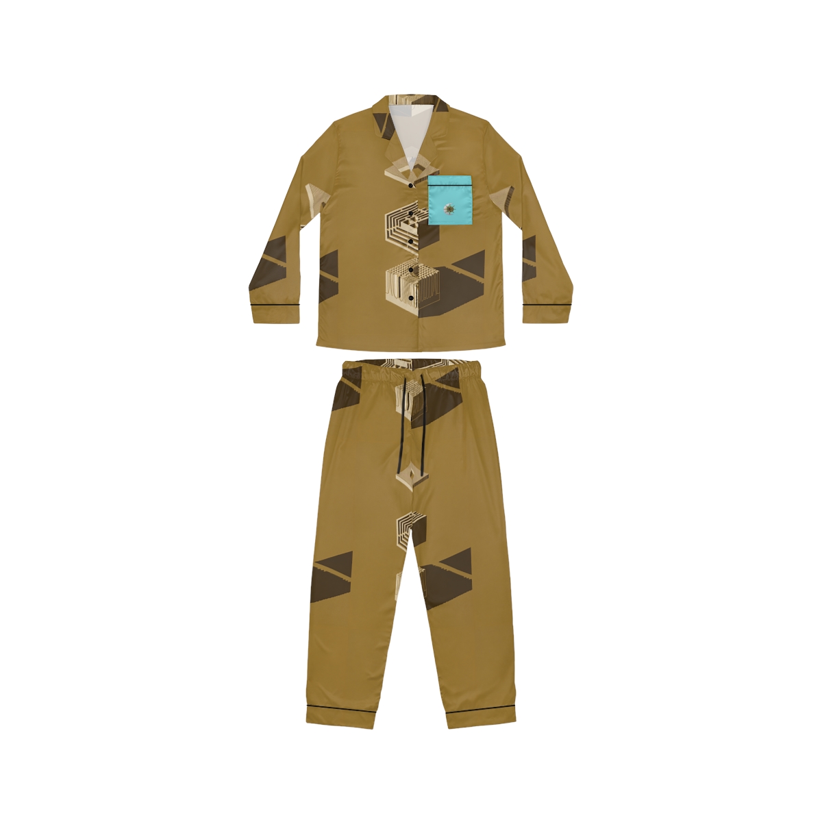 HD Ochre Lattice Women's Satin Pajama Set