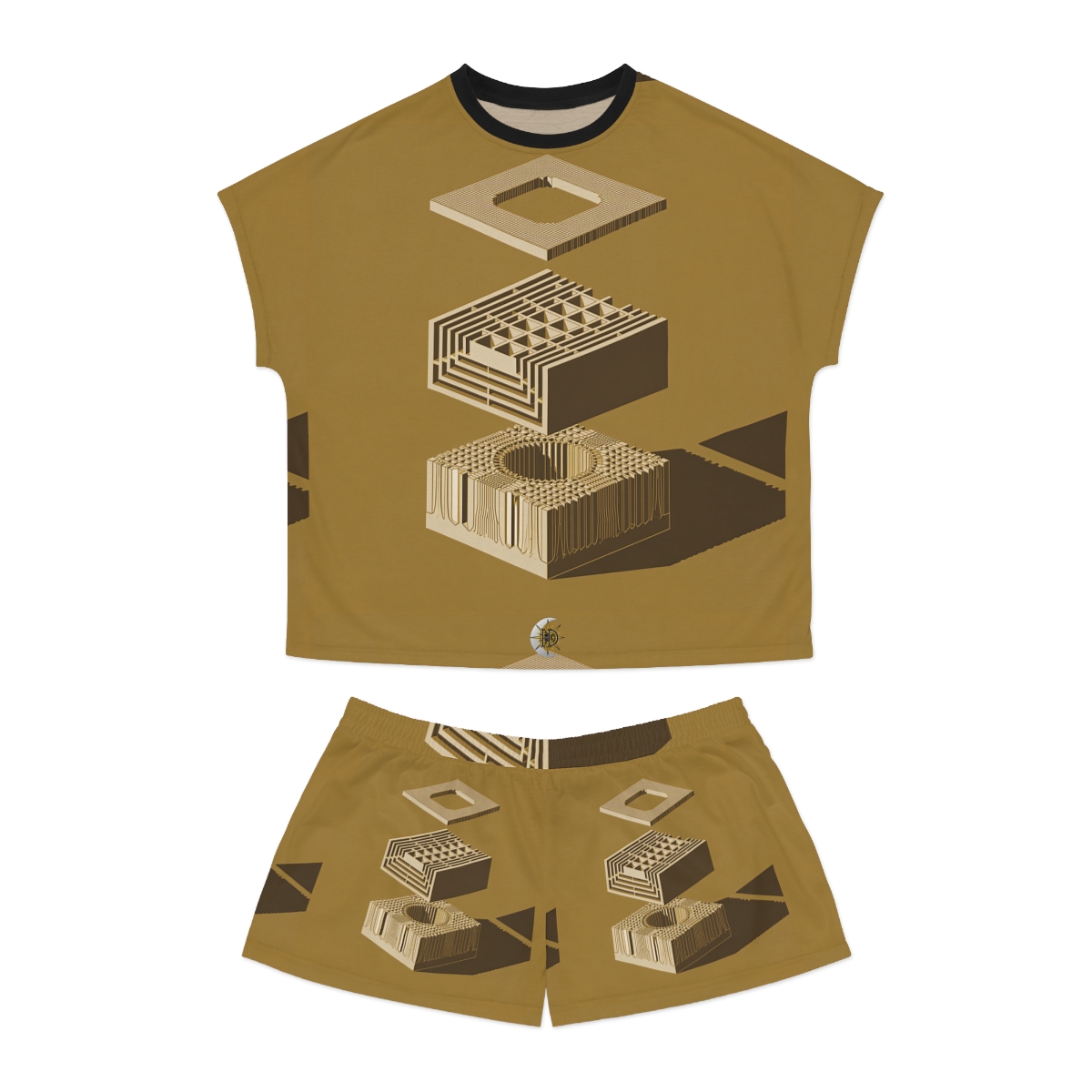 HD Ochre Lattice Women's Short Pajama Set