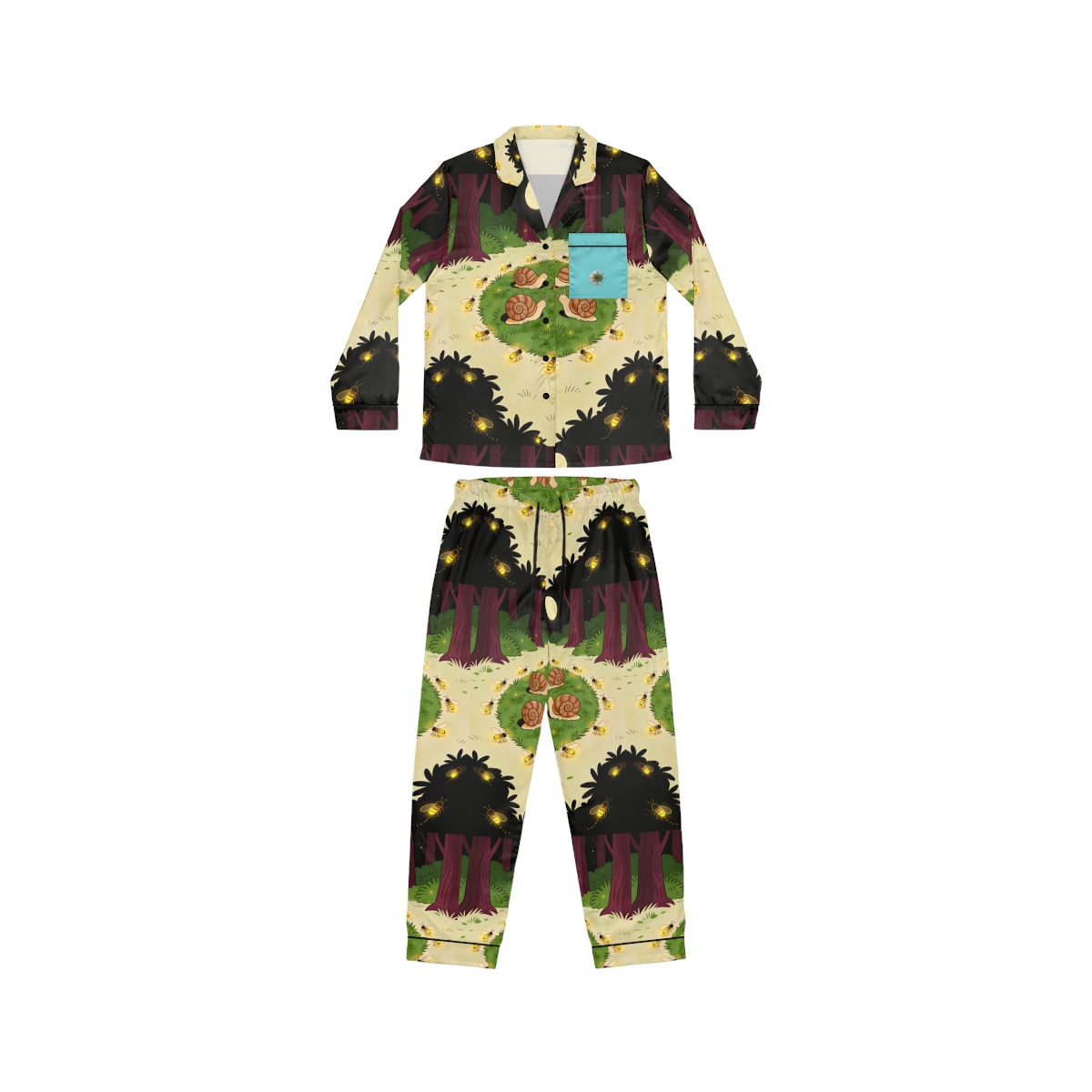 HD Firefly Snail Circle Women's Satin Pajama Set