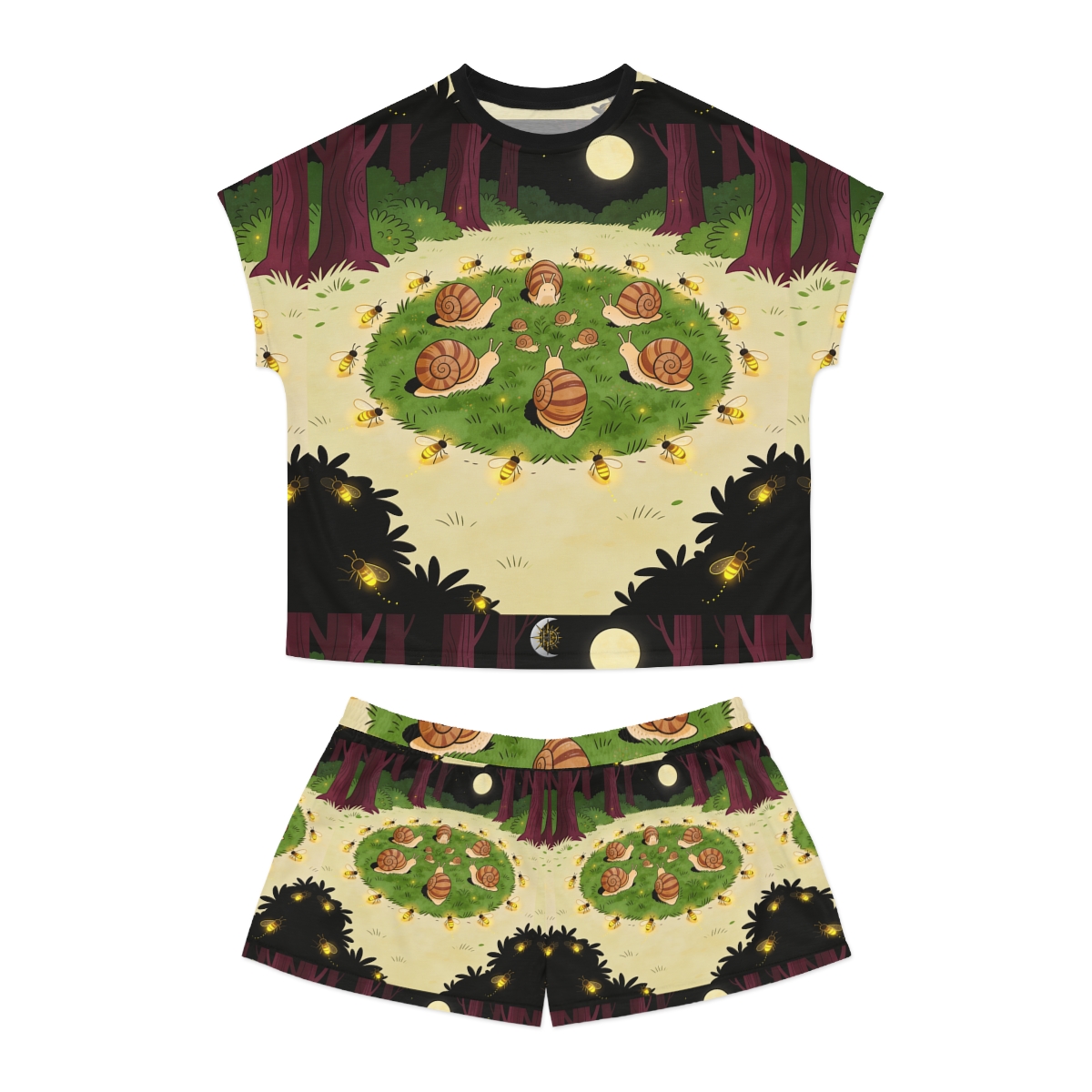 HD Firefly Snail Circle Women's Short Pajama Set