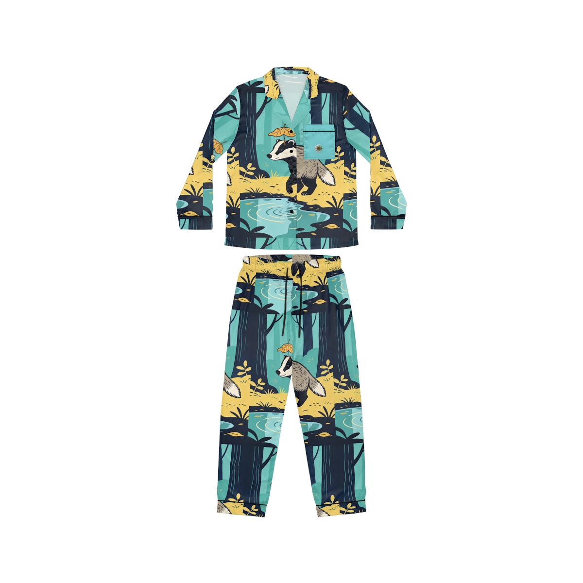 HD Rainy Day Badger Women's Satin Pajama Set