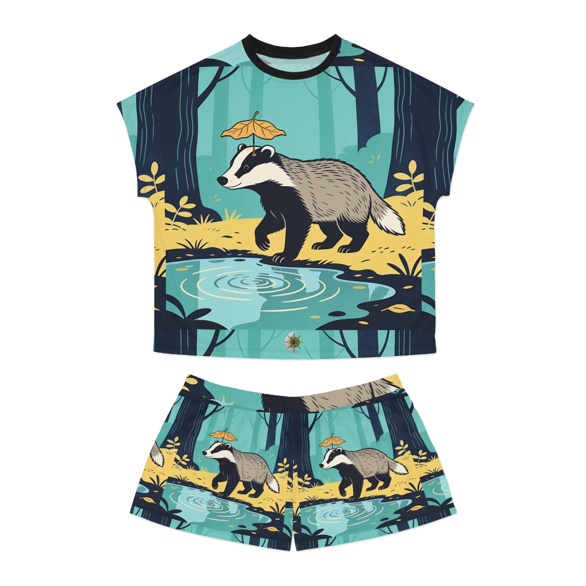 HD Rainy Day Badger Women's Short Pajama Set