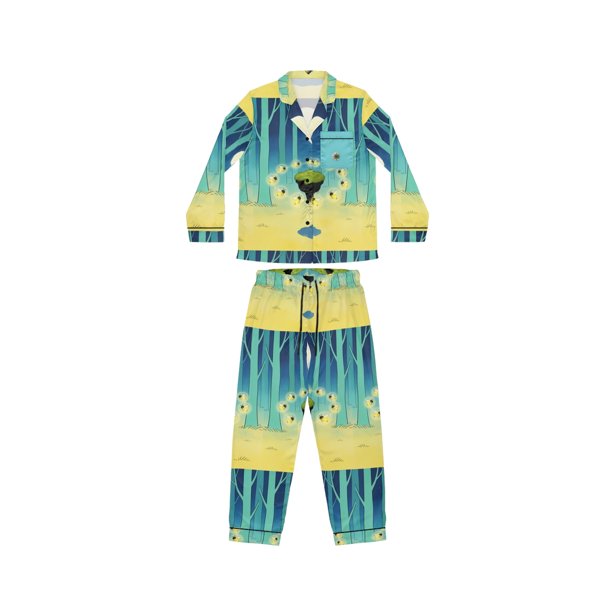 HD Firefly Moon Island Women's Satin Pajama Set