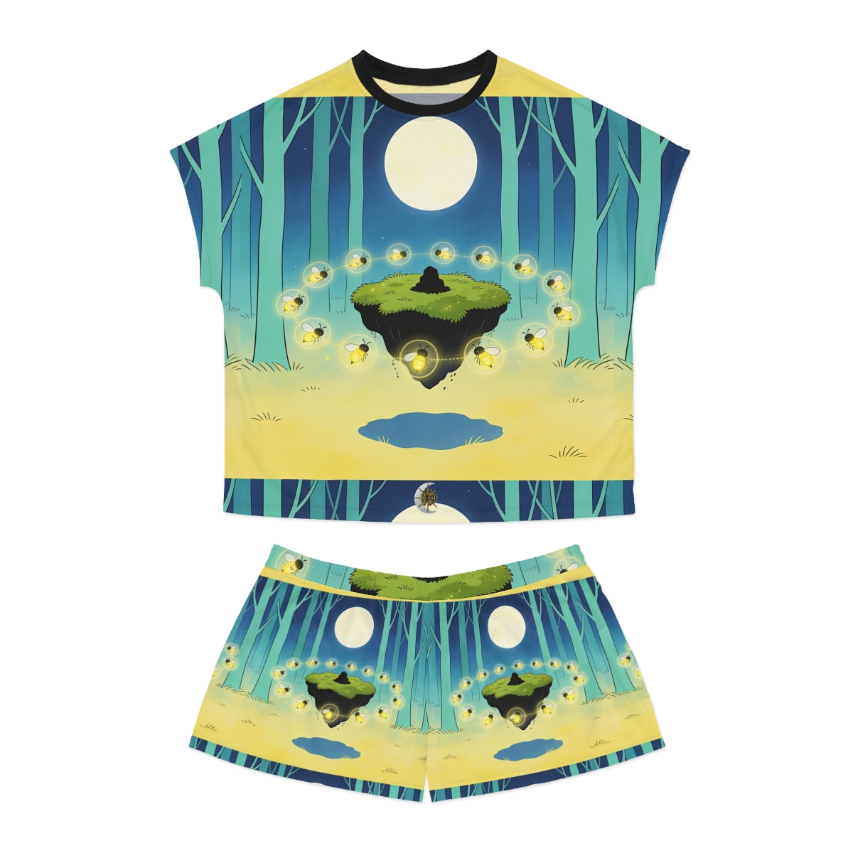 HD Firefly Moon Island Women's Short Pajama Set