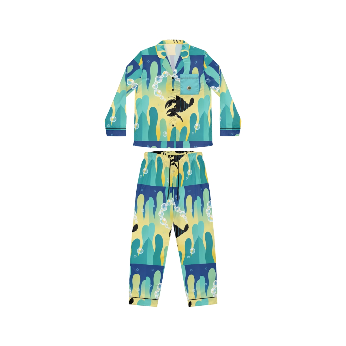 HD Bubble Trail Hermit Crab Women's Satin Pajama Set